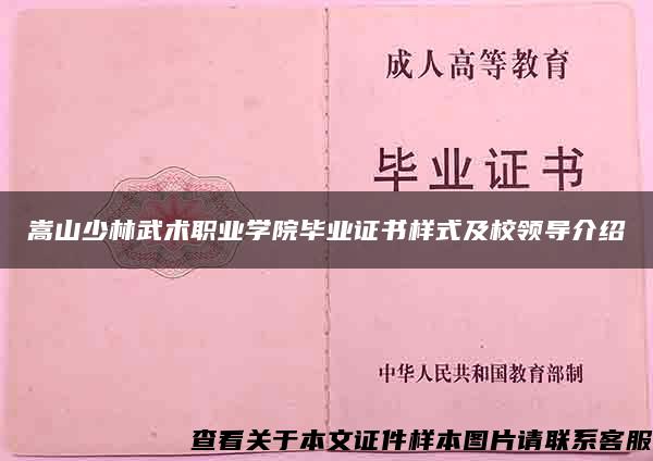 嵩山少林武术职业学院毕业证书样式及校领导介绍