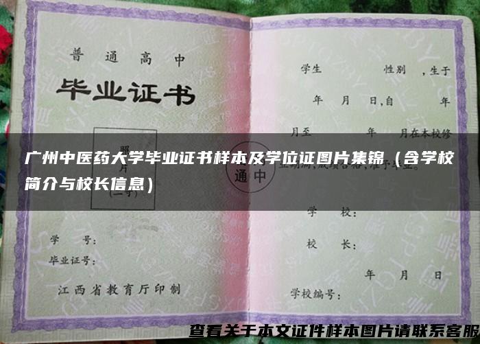 广州中医药大学毕业证书样本及学位证图片集锦（含学校简介与校长信息）