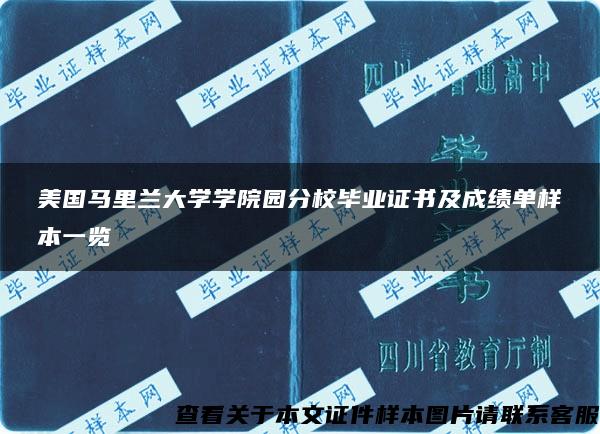 美国马里兰大学学院园分校毕业证书及成绩单样本一览