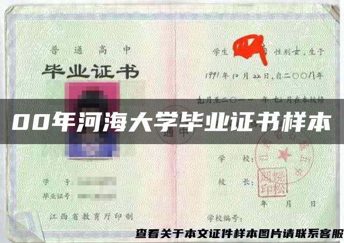 00年河海大学毕业证书样本