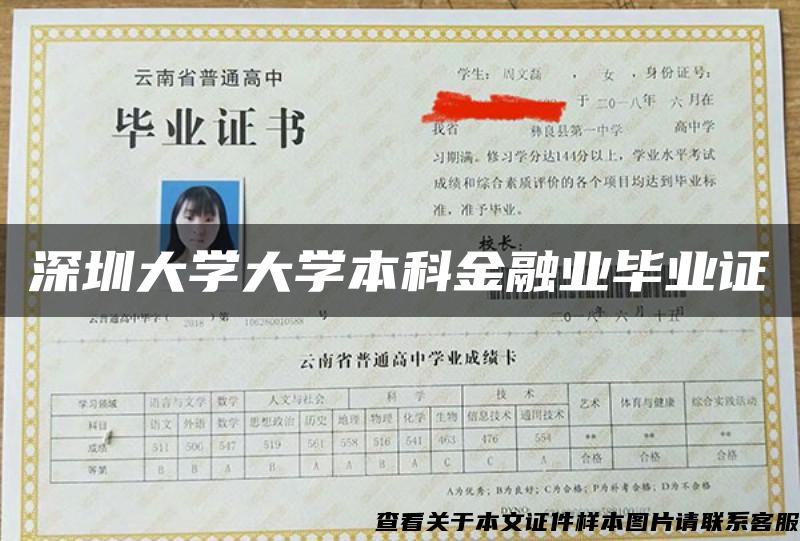 深圳大学大学本科金融业毕业证