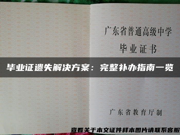 毕业证遗失解决方案：完整补办指南一览