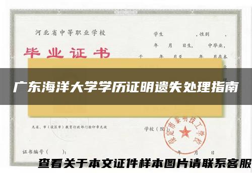 广东海洋大学学历证明遗失处理指南