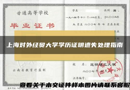 上海对外经贸大学学历证明遗失处理指南