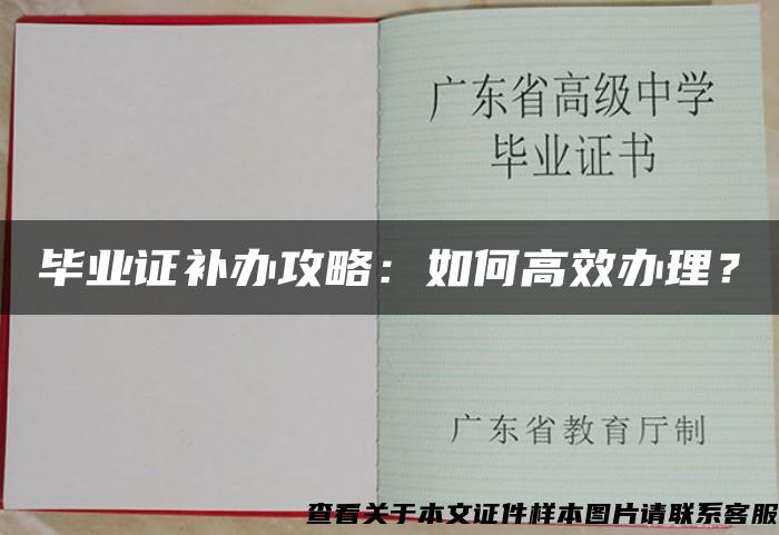 毕业证补办攻略：如何高效办理？