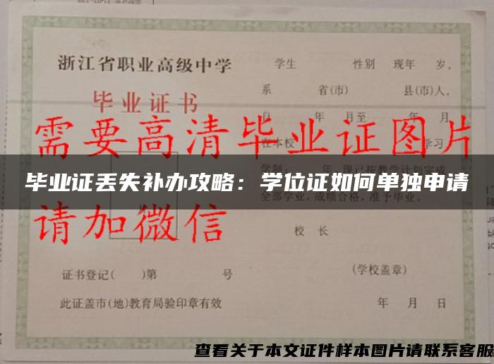 毕业证丢失补办攻略：学位证如何单独申请