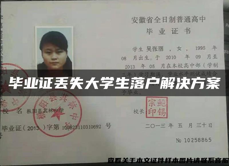 毕业证丢失大学生落户解决方案