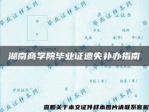 湖南商学院毕业证遗失补办指南