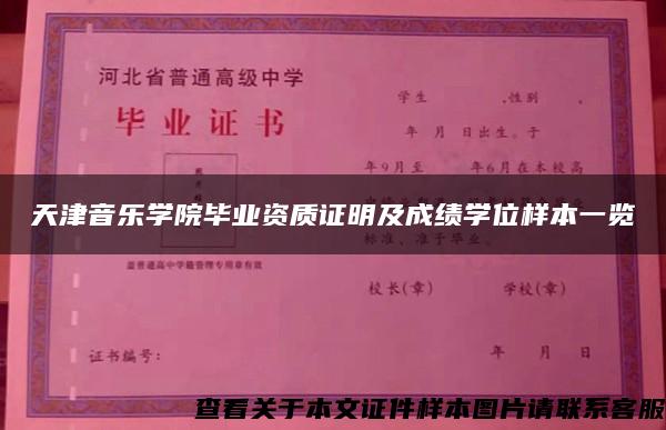 天津音乐学院毕业资质证明及成绩学位样本一览