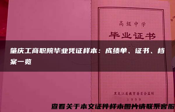 肇庆工商职院毕业凭证样本：成绩单、证书、档案一览