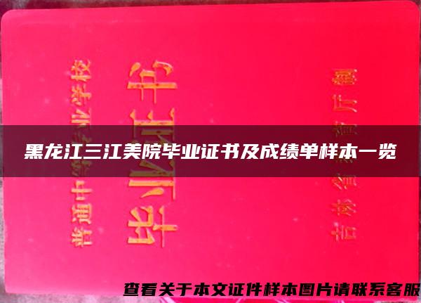 黑龙江三江美院毕业证书及成绩单样本一览