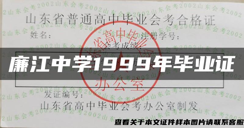 廉江中学1999年毕业证