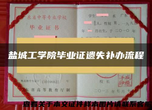 盐城工学院毕业证遗失补办流程