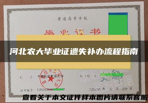 河北农大毕业证遗失补办流程指南