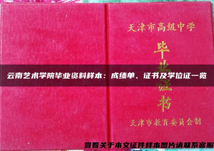 云南艺术学院毕业资料样本：成绩单、证书及学位证一览