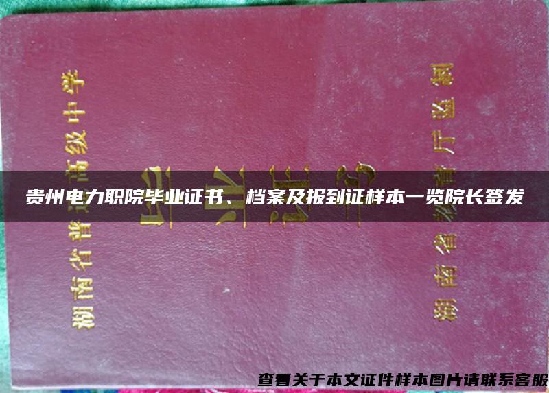 贵州电力职院毕业证书、档案及报到证样本一览院长签发