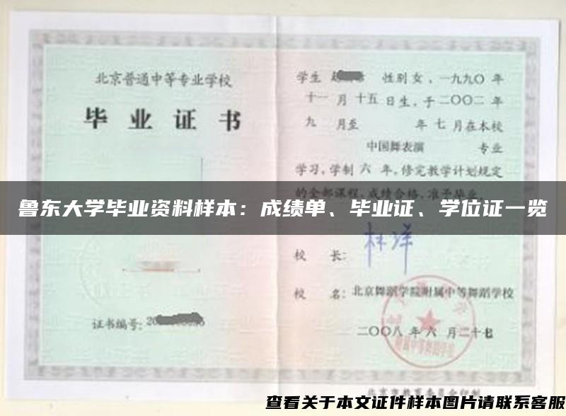 鲁东大学毕业资料样本：成绩单、毕业证、学位证一览