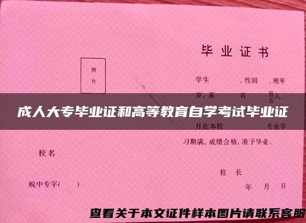 成人大专毕业证和高等教育自学考试毕业证