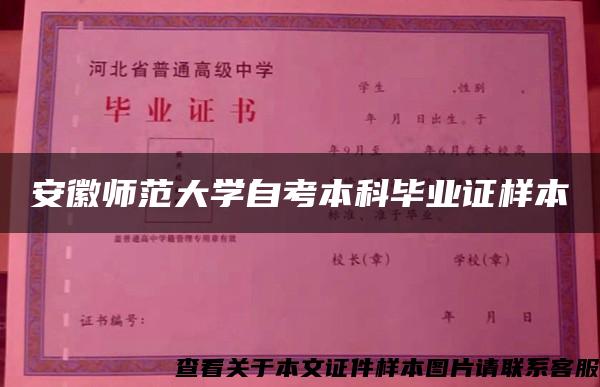 安徽师范大学自考本科毕业证样本