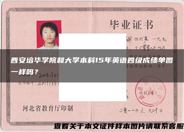 西安培华学院和大学本科15年英语四级成绩单图一样吗？