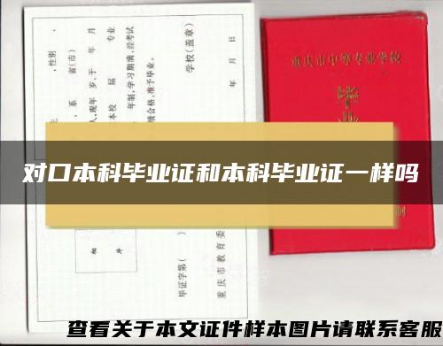 对口本科毕业证和本科毕业证一样吗