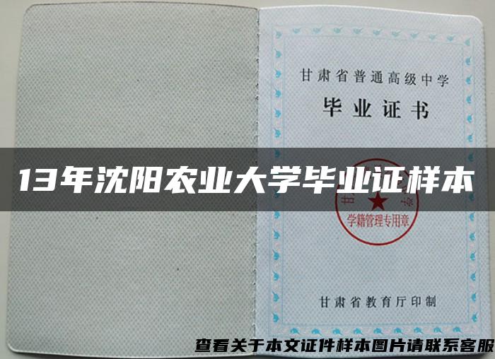 13年沈阳农业大学毕业证样本