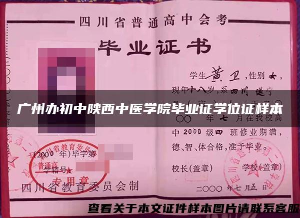 广州办初中陕西中医学院毕业证学位证样本