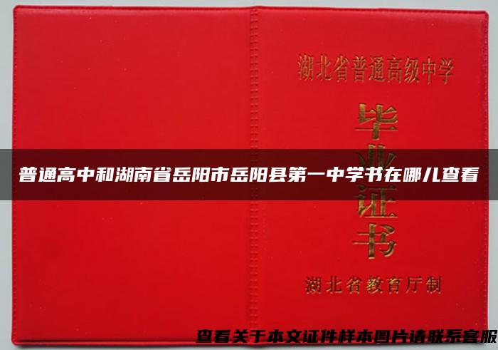 普通高中和湖南省岳阳市岳阳县第一中学书在哪儿查看