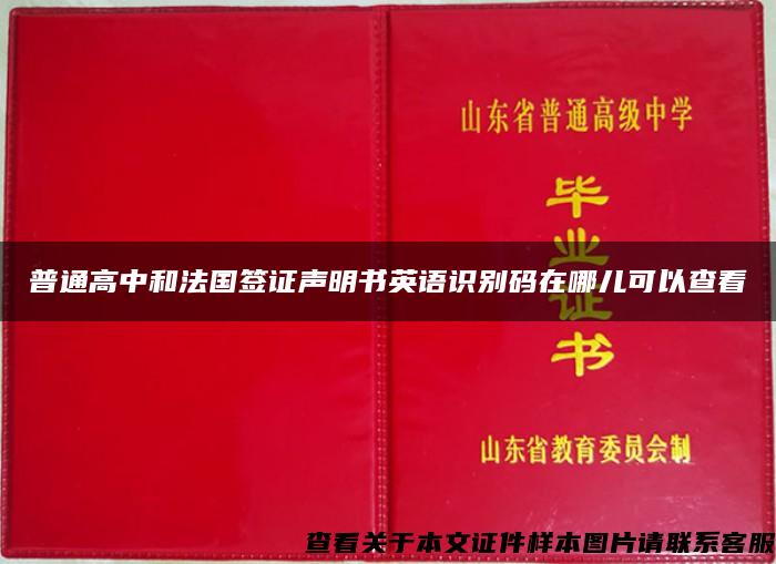 普通高中和法国签证声明书英语识别码在哪儿可以查看