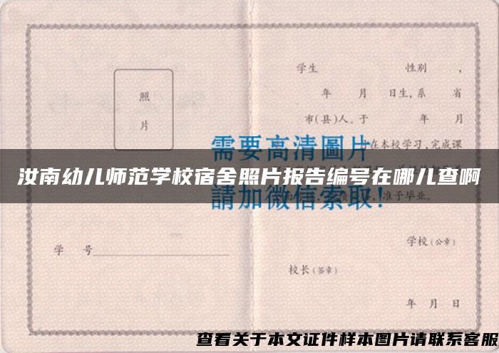 汝南幼儿师范学校宿舍照片报告编号在哪儿查啊