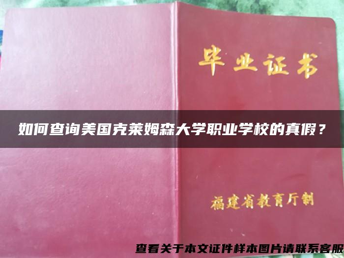 如何查询美国克莱姆森大学职业学校的真假？