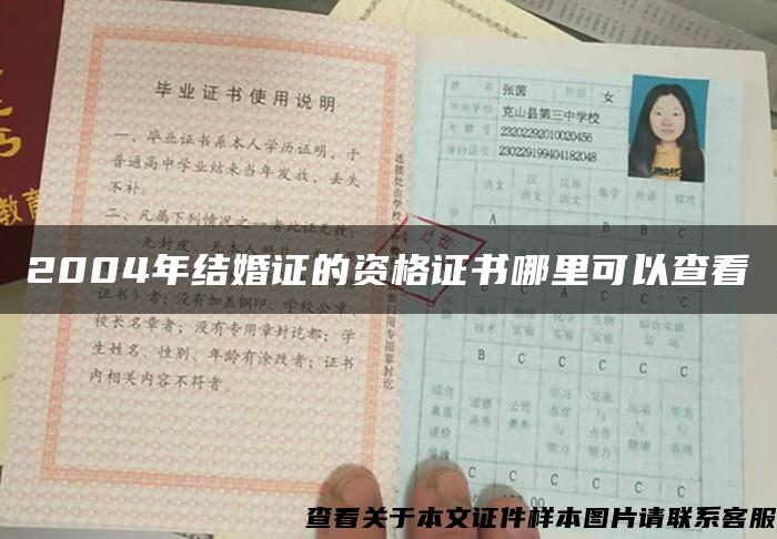 2004年结婚证的资格证书哪里可以查看