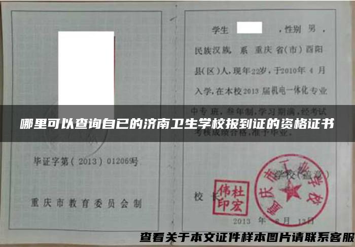 哪里可以查询自已的济南卫生学校报到证的资格证书