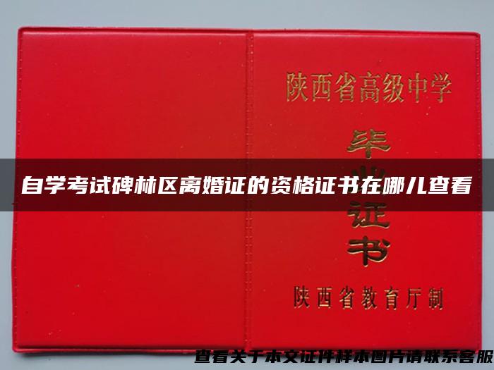 自学考试碑林区离婚证的资格证书在哪儿查看