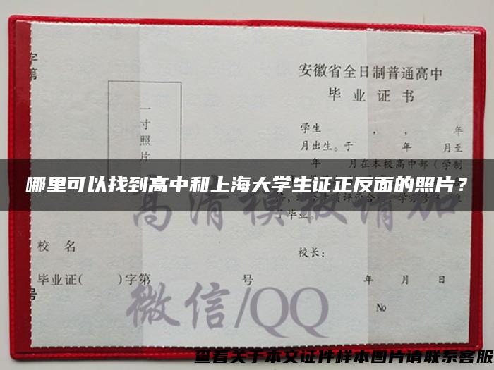 哪里可以找到高中和上海大学生证正反面的照片？