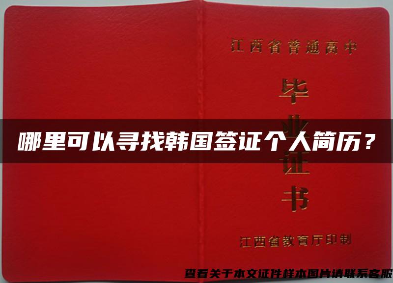 哪里可以寻找韩国签证个人简历？