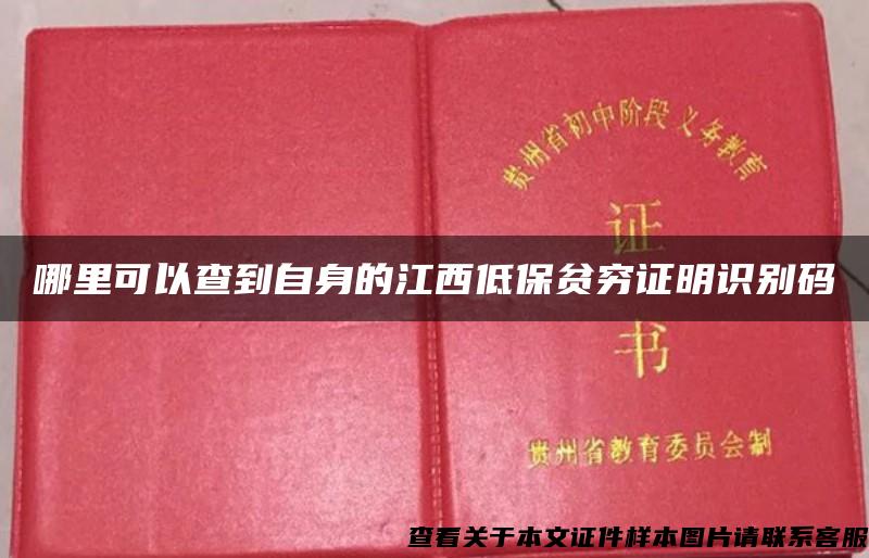 哪里可以查到自身的江西低保贫穷证明识别码