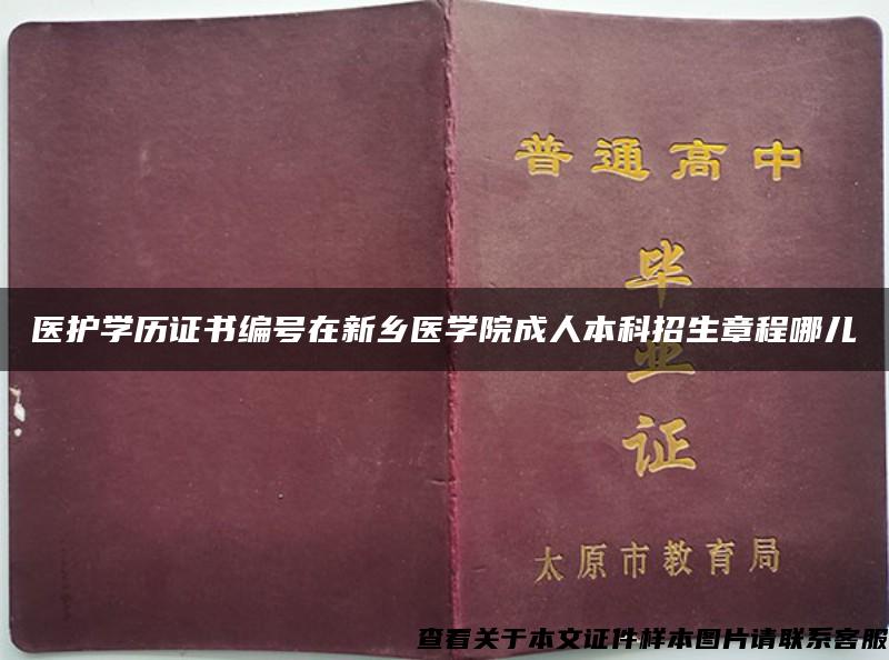 医护学历证书编号在新乡医学院成人本科招生章程哪儿