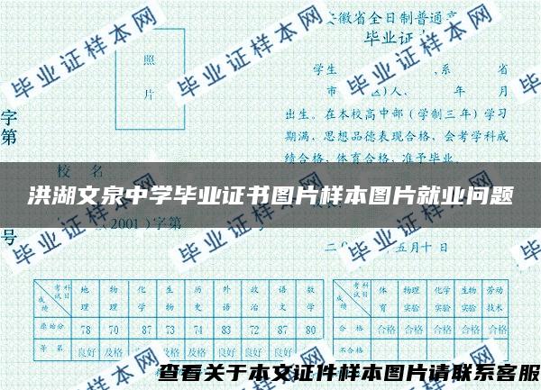 洪湖文泉中学毕业证书图片样本图片就业问题