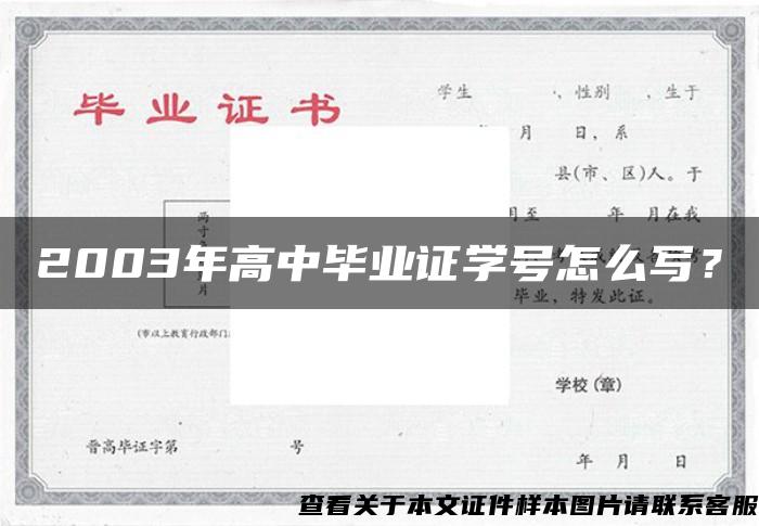 2003年高中毕业证学号怎么写？