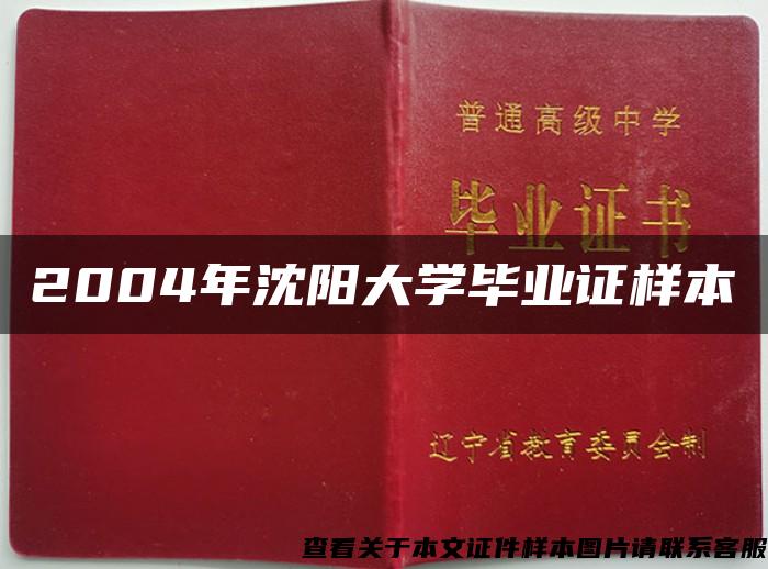 2004年沈阳大学毕业证样本