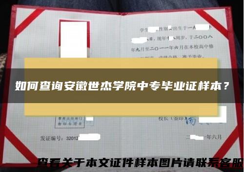 如何查询安徽世杰学院中专毕业证样本？