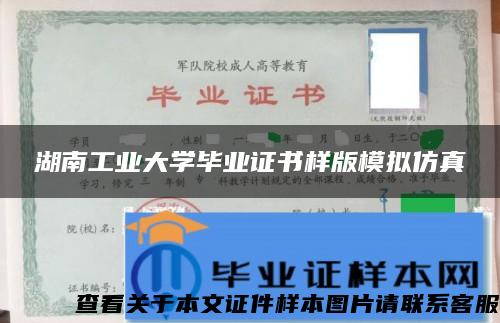 湖南工业大学毕业证书样版模拟仿真