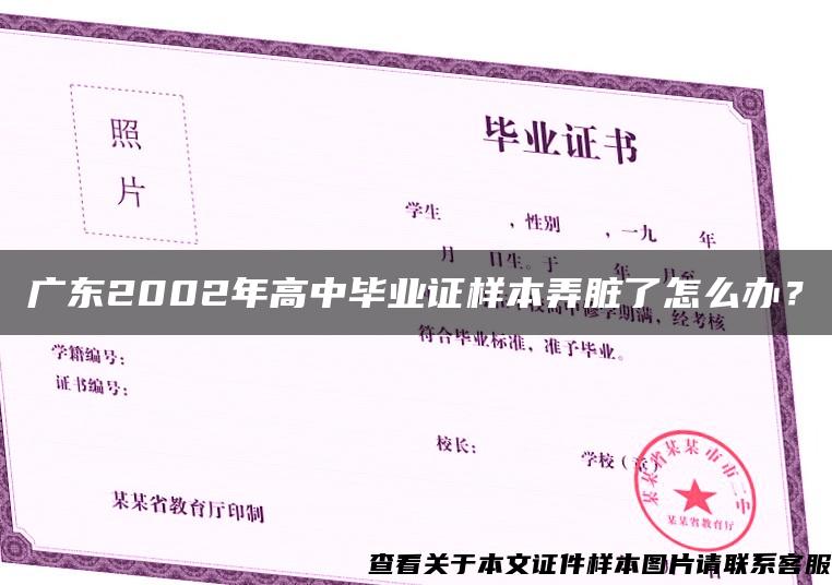 广东2002年高中毕业证样本弄脏了怎么办？