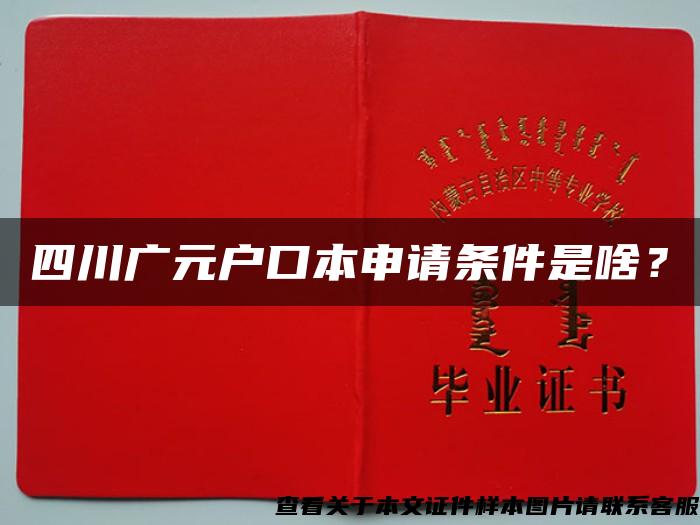 四川广元户口本申请条件是啥？