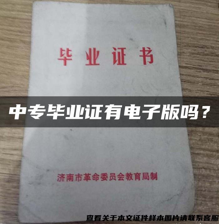 中专毕业证有电子版吗？