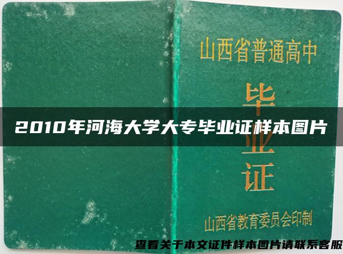 2010年河海大学大专毕业证样本图片