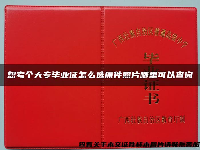 想考个大专毕业证怎么选原件照片哪里可以查询