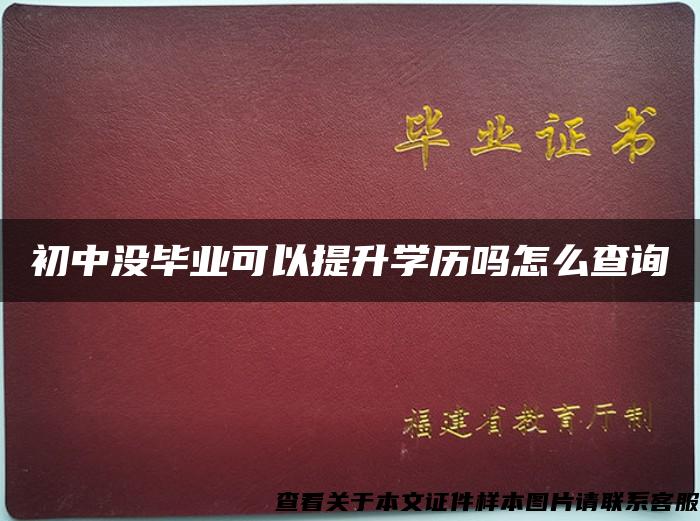 初中没毕业可以提升学历吗怎么查询