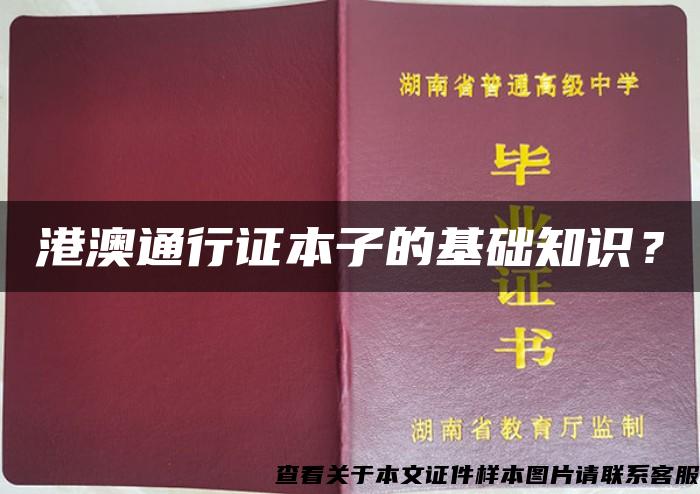 港澳通行证本子的基础知识？